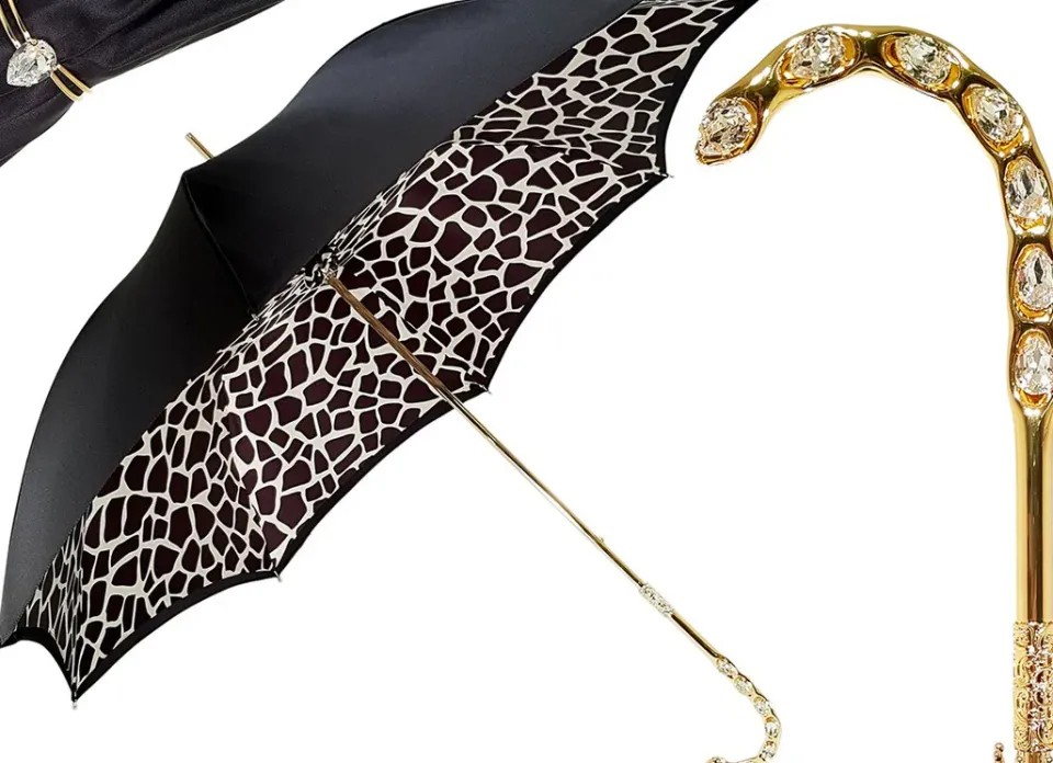 Fashion Il Marchesato Animalier giraffato - Ombrello elegante e impreziosito da 14 grandi cr
