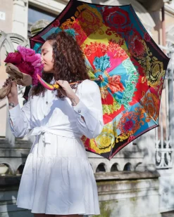 Clearance Il Marchesato Artisan Italian Umbrella with Luxurious Hand-Enameled Toucan Handle