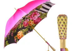 Discount Il Marchesato Artisan Pink Floral Umbrella with Crystal Handle & Exquisite Hand-Pain