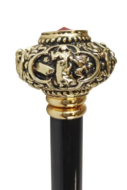 Best Il Marchesato Bastone con figure religiose e cristallo Rosso