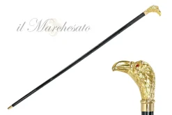 Best Il Marchesato Bastone da passeggio Aquila fatto a mano con pietra rossa - placcato o
