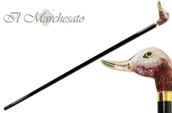 Best Il Marchesato Bastone da passeggio con anatra dorata smaltata a mano