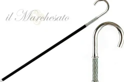 Clearance Il Marchesato Bastone da passeggio con manico placcato argento, pieno di strass verd