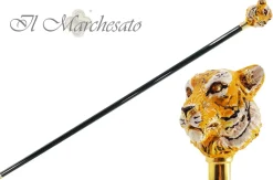 Fashion Il Marchesato Bastone da passeggio con tigre siberiana smaltata