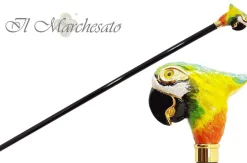 New Il Marchesato Bastone da passeggio con Pappagallo smaltato a mano