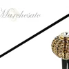 Best Il Marchesato Bastone da passeggio con cipolla in ottone e cristalli bianchi e neri