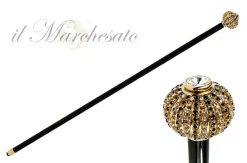 Best Il Marchesato Bastone da passeggio con cipolla in ottone e cristalli bianchi e neri