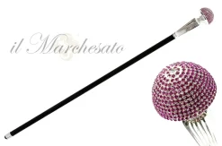 Clearance Il Marchesato Bastone da passeggio di lusso da collezione - Cristalli fucsia