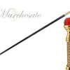 Online Il Marchesato Bastone da passeggio elegante ed elegante con sfera di cristallo rossa