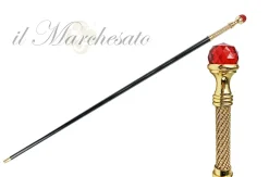 Online Il Marchesato Bastone da passeggio elegante ed elegante con sfera di cristallo rossa