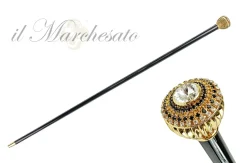 Discount Il Marchesato Bastone da passeggio fine ed elegante con topazio e cristalli neri