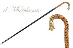 Online Il Marchesato Bastone da passeggio incrostato con cristalli multicolori rossi e aran