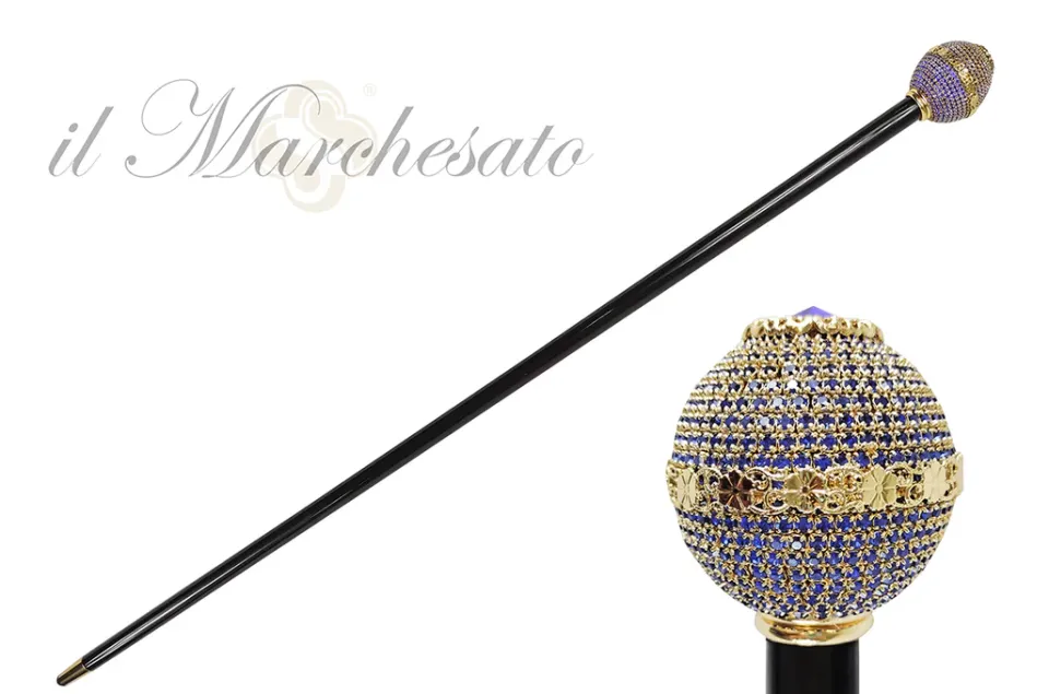 Best Il Marchesato Bastone da passeggio ingioiellato con cristalli zaffiro