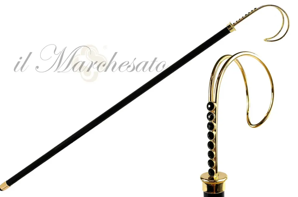 Clearance Il Marchesato Bastone da passeggio pregiato - Cristalli Swarovski neri