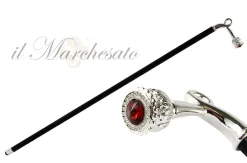 Online Il Marchesato Bastone da passeggio robusto con cristallo Swarovski rosso