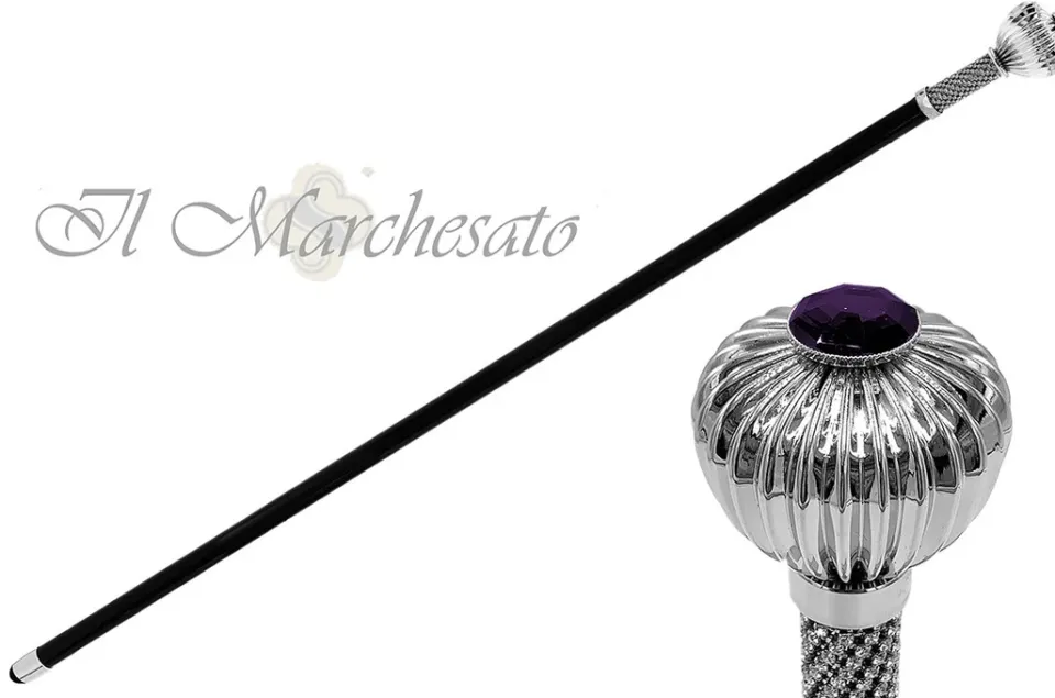 Hot Il Marchesato Bastone di lusso con "Fiore" placcato argento con cristalli
