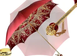 Outlet Il Marchesato Beautiful Red Women's Umbrella con Stampato Peacock Design Hight Quality Luxury Umbrella