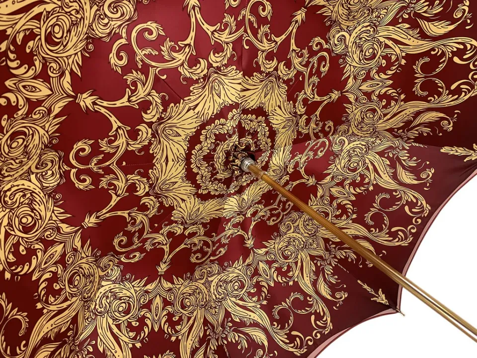 Outlet Il Marchesato Beautiful Red Women's Umbrella con Stampato Peacock Design Hight Quality Luxury Umbrella