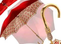 Discount Il Marchesato Bella ombrello da donna rossa con stampato Pavone Design Hight qualità di lusso ombrello