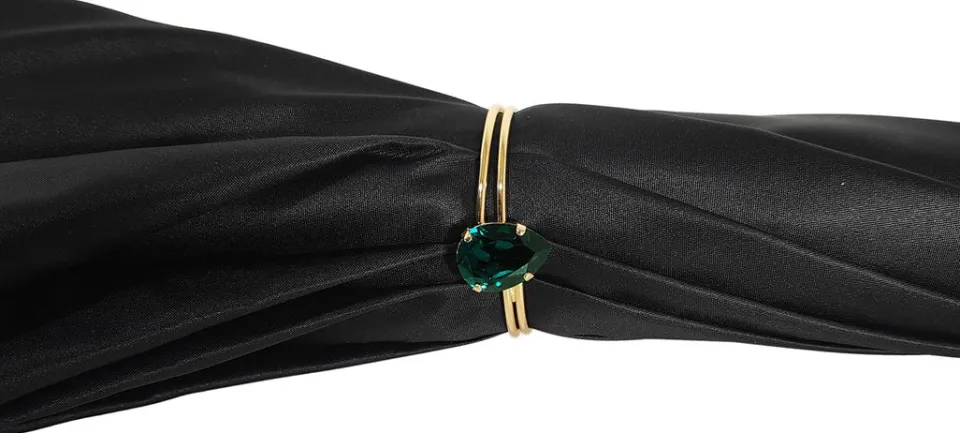 Online Il Marchesato Bellissimo ombrello a doppio tessuto in un lussuoso raso nero con fior