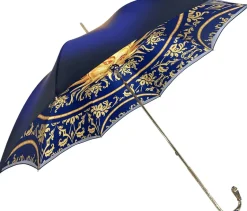 Fashion Il Marchesato Bellissimo ombrello doppio tessuto in un lussuoso raso blu