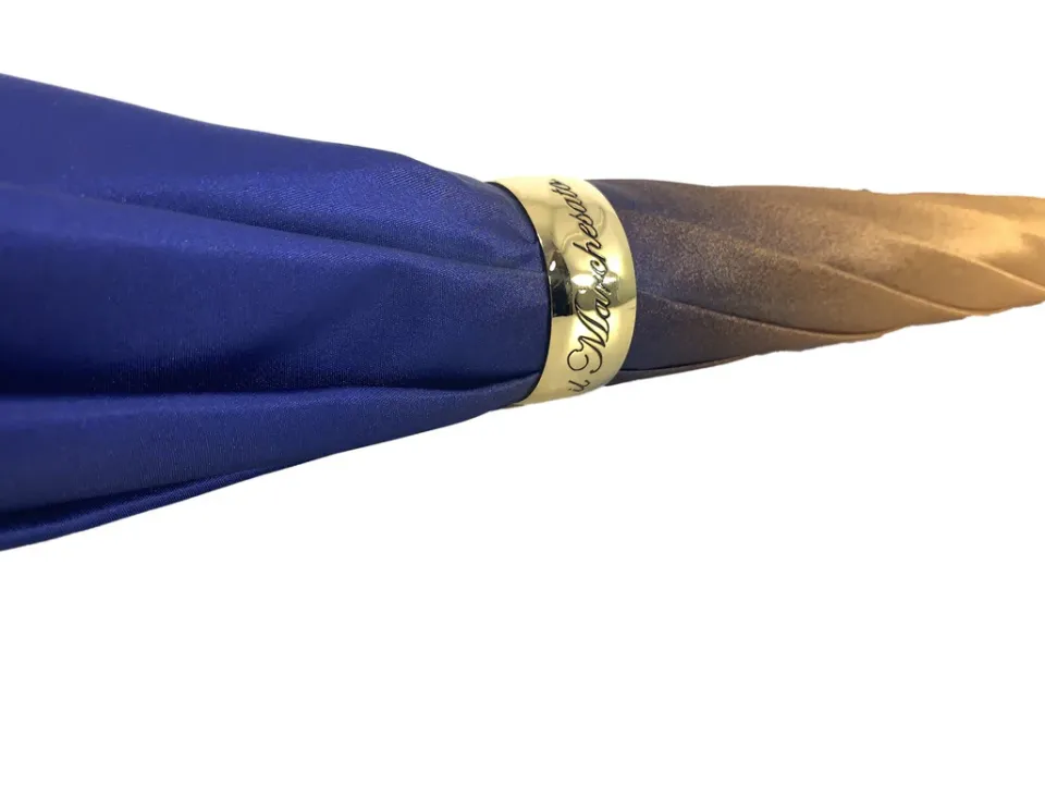 Fashion Il Marchesato Bellissimo ombrello doppio tessuto in un lussuoso raso blu