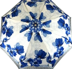 Fashion Il Marchesato Bellissimo ombrello pieghevole con papaveri blu