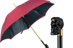 Discount Il Marchesato Bold Burgundy Umbrella with Artisan Skull Handle for a Unique Style