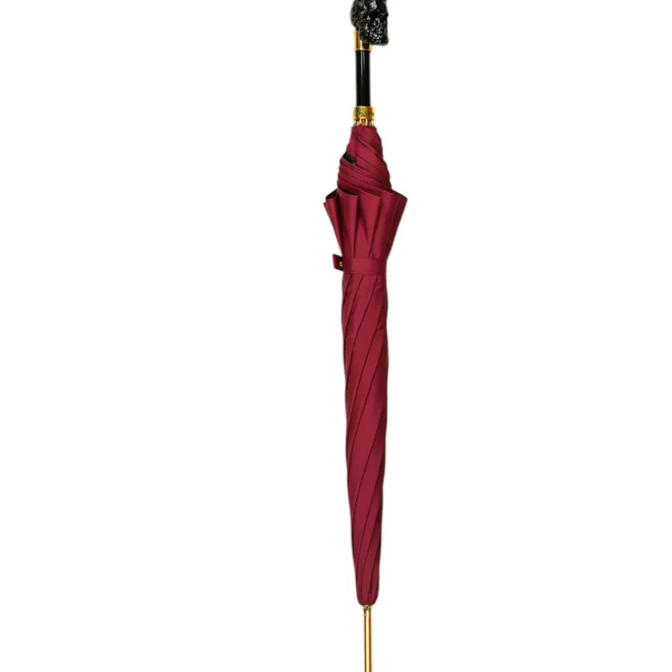 Discount Il Marchesato Bold Burgundy Umbrella with Artisan Skull Handle for a Unique Style