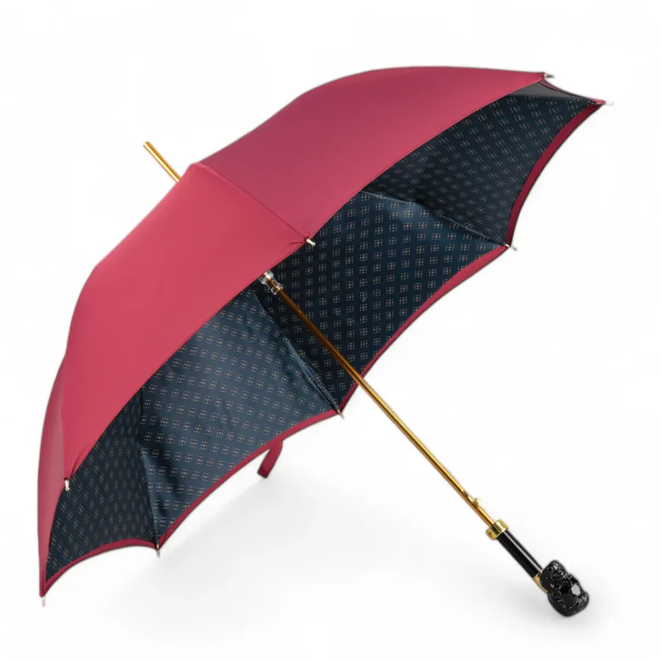 Discount Il Marchesato Bold Burgundy Umbrella with Artisan Skull Handle for a Unique Style