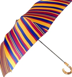 Clearance Il Marchesato Crafted Multi - Color Striped Folding Umbrella Bamboo Handle