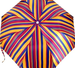 Clearance Il Marchesato Crafted Multi - Color Striped Folding Umbrella Bamboo Handle