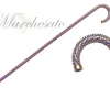 Sale Il Marchesato Crook Walking Cane Encrust di cristalli di zaffiro