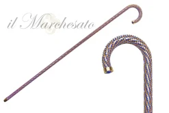 Sale Il Marchesato Crook Walking Cane Encrust di cristalli di zaffiro