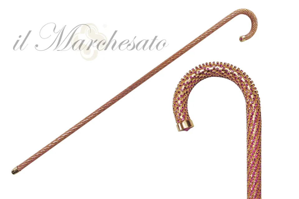 Discount Il Marchesato Crook Walking Cane Encrust di cristalli di ametista