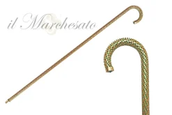 Best Il Marchesato Crook Walking Cane Encrust di cristalli di smeraldo