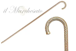Hot Il Marchesato Crook Walking Cane Encrust di cristalli di acquamarina
