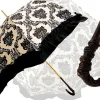 Online Il Marchesato Damascato Nero & Bianco con volant - Ombrello Italiano