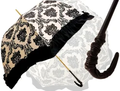 Online Il Marchesato Damascato Nero & Bianco con volant - Ombrello Italiano