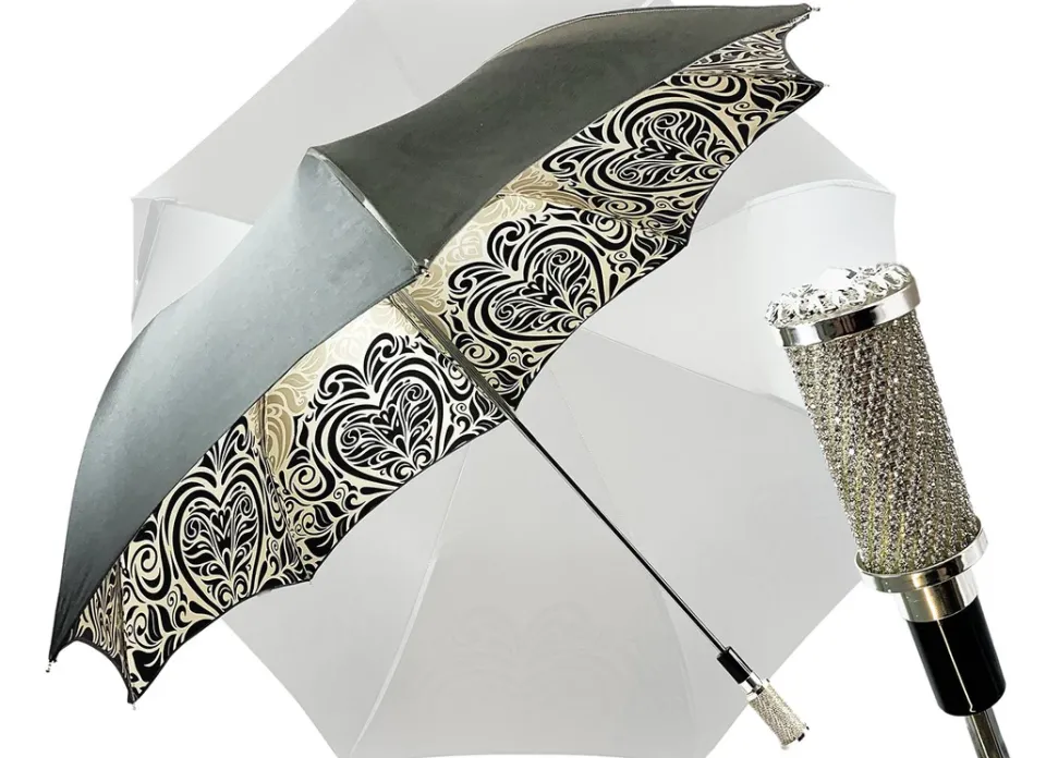 Best Il Marchesato Damasco Bianco e nero con centinaia di cristalli