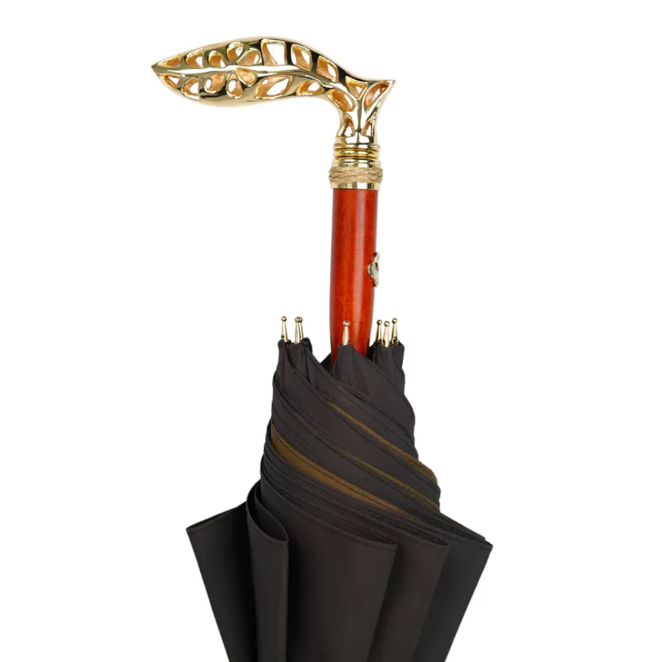 Discount Il Marchesato Double Cloth Men's Umbrella - 24K Goldplated handle
