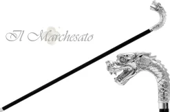 Online Il Marchesato Drago argentato su Bastone da collezione