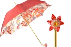 New Il Marchesato Elegant Floral Umbrella with Exquisite Red Flower Handle