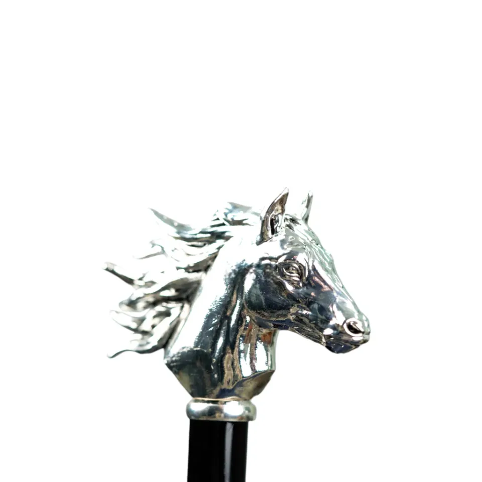 Discount Il Marchesato Elegant polka dot umbrella with silverplated horse handle