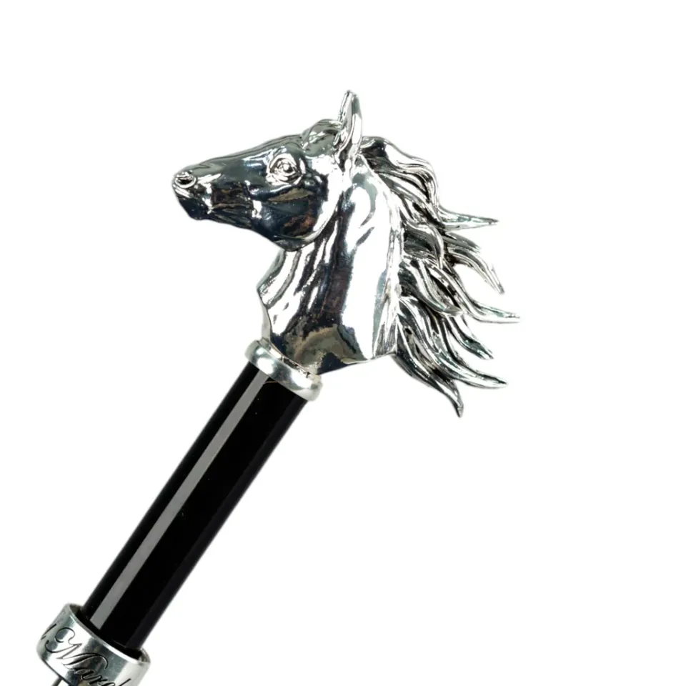 Discount Il Marchesato Elegant polka dot umbrella with silverplated horse handle