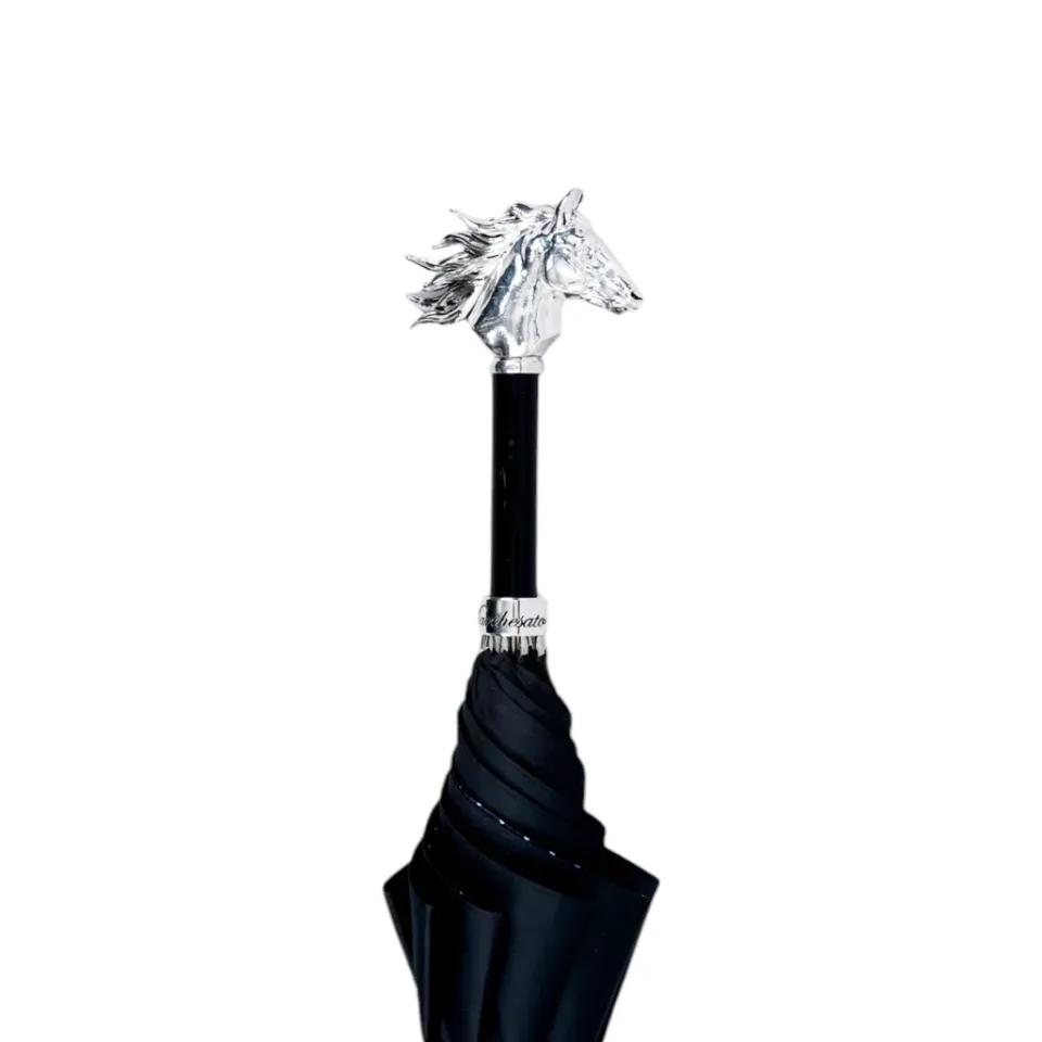 Discount Il Marchesato Elegant polka dot umbrella with silverplated horse handle