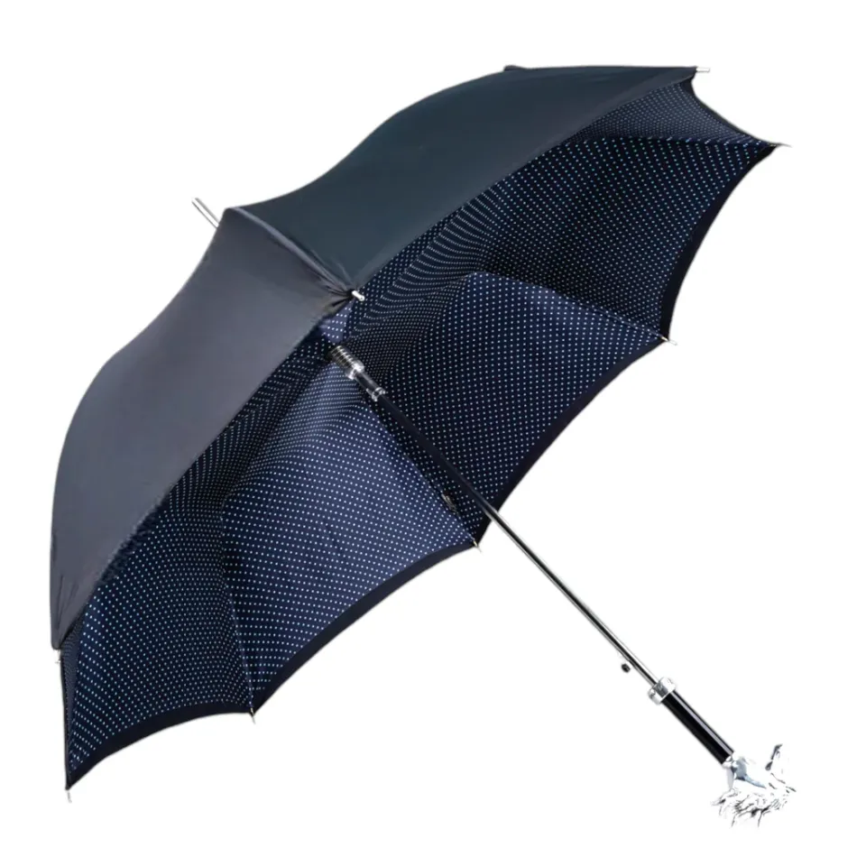Discount Il Marchesato Elegant polka dot umbrella with silverplated horse handle