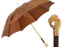 Hot Il Marchesato Elegant Tobacco Umbrella with Gold Ram