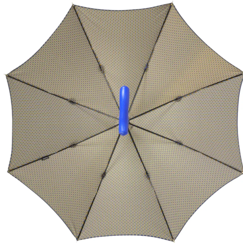 Outlet Il Marchesato Elegant Umbrella with Blue Leather Handle and Beechwood Shaft