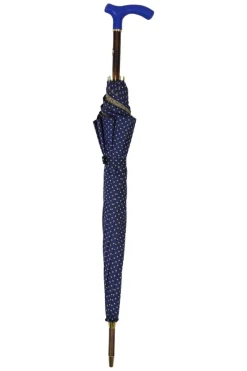 Outlet Il Marchesato Elegant Umbrella with Blue Leather Handle and Beechwood Shaft
